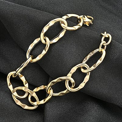 Roma Italian 10K Yellow Gold 13.7mm Chain Bracelet (7.0-8.0In) 5.60 Grams