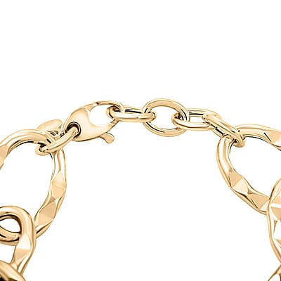 Roma Italian 10K Yellow Gold 13.7mm Chain Bracelet (7.0-8.0In) 5.60 Grams