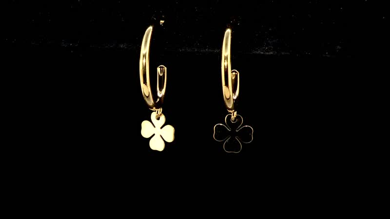 Quadrifoglio Italian 10K Yellow Gold Earrings 0.95 Grams