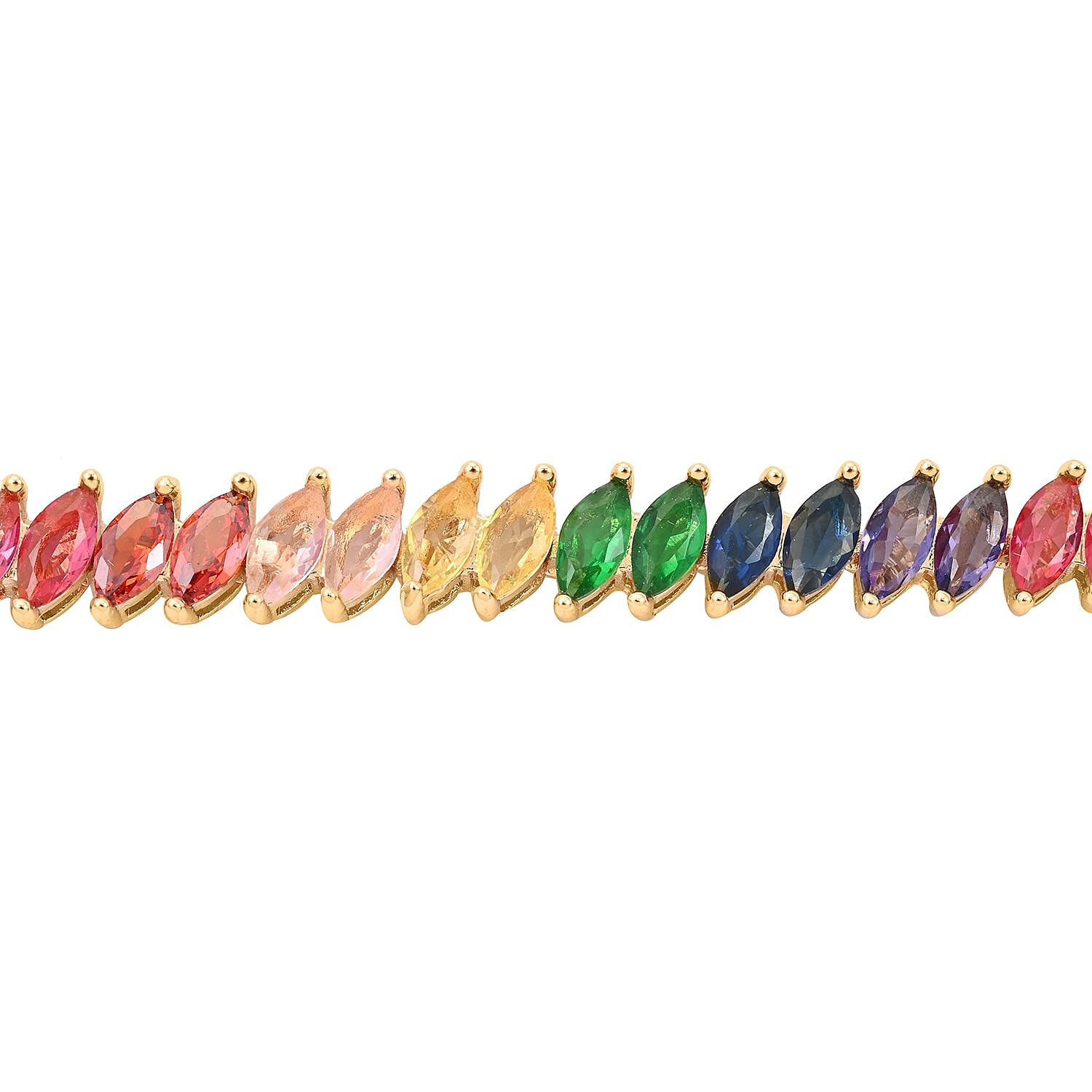 Simulated Multi Color Diamond Bracelet in Goldtone (7.50 In) 15.00 ctw