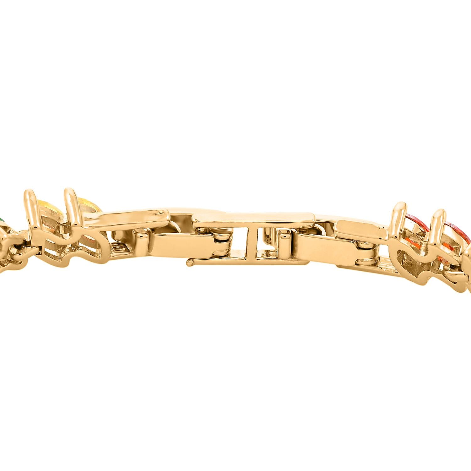 Simulated Multi Color Diamond Bracelet in Goldtone (7.50 In) 15.00 ctw