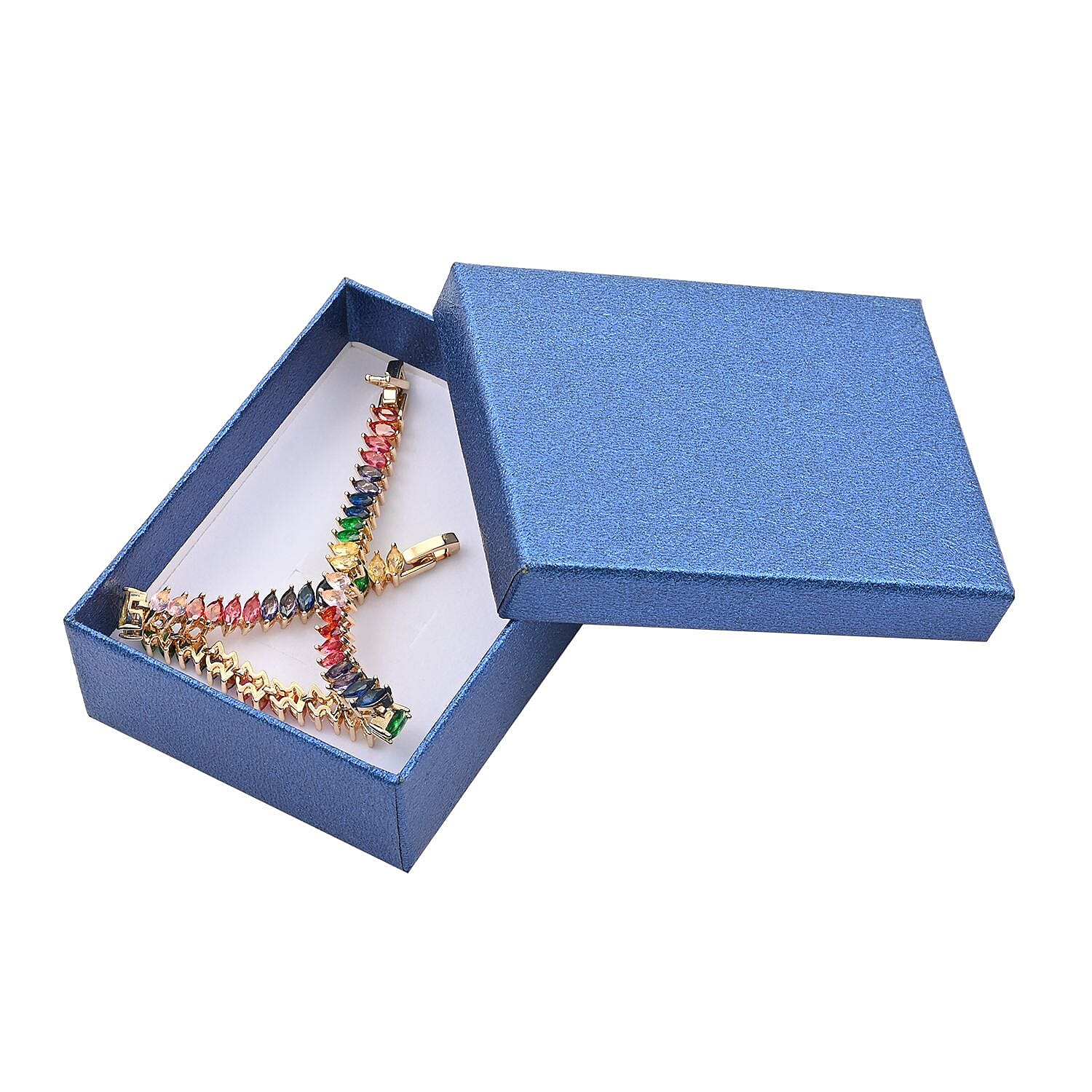 Simulated Multi Color Diamond Bracelet in Goldtone (7.50 In) 15.00 ctw