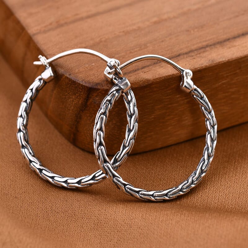 Bali Legacy Sterling Silver Tulang Naga Earrings 6.55 Grams