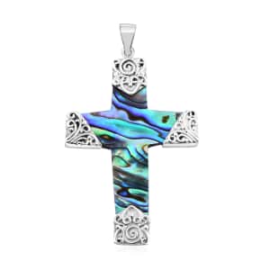 Bali Legacy Abalone Shell Cross Pendant in Sterling Silver