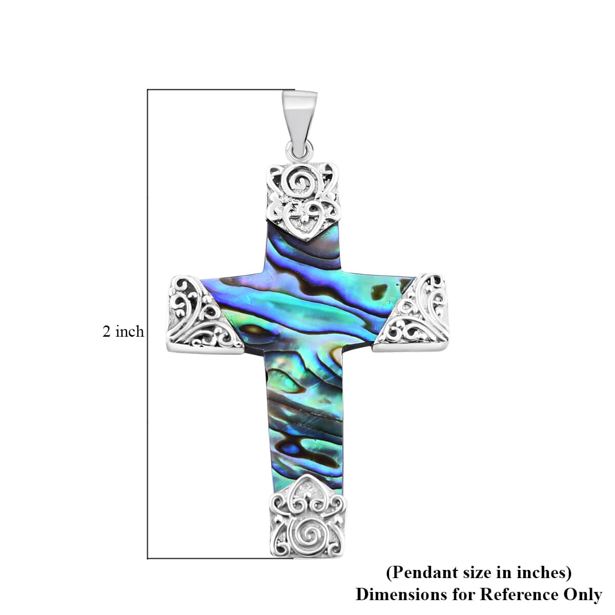 Bali Legacy Abalone Shell Cross Pendant in Sterling Silver image number 5