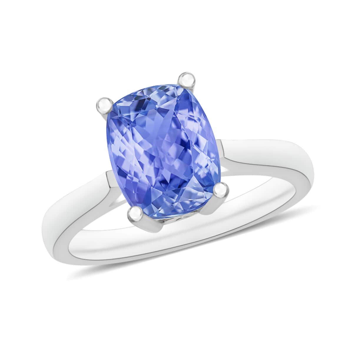 Tanzanite Solitaire Ring in Platinum Over Sterling Silver (Size 10) 1.40 ctw image number 0
