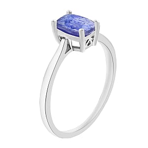 Tanzanite Solitaire Ring in Platinum Over Sterling Silver (Size 10) 1.40 ctw (Del. in 10-12 Days)