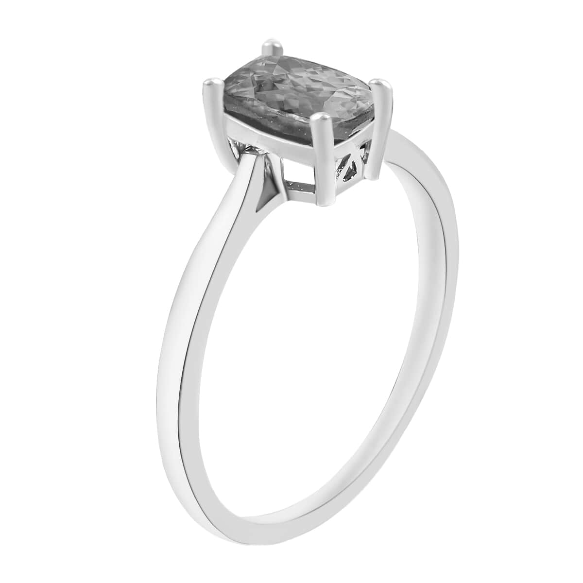 Tanzanite Solitaire Ring in Platinum Over Sterling Silver (Size 10) 1.40 ctw image number 2