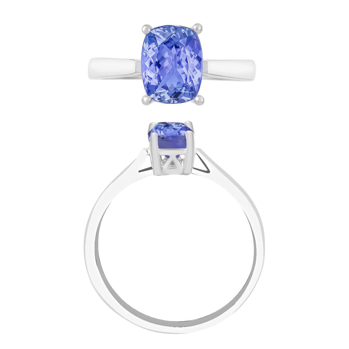 Tanzanite Solitaire Ring in Platinum Over Sterling Silver (Size 10) 1.40 ctw image number 3