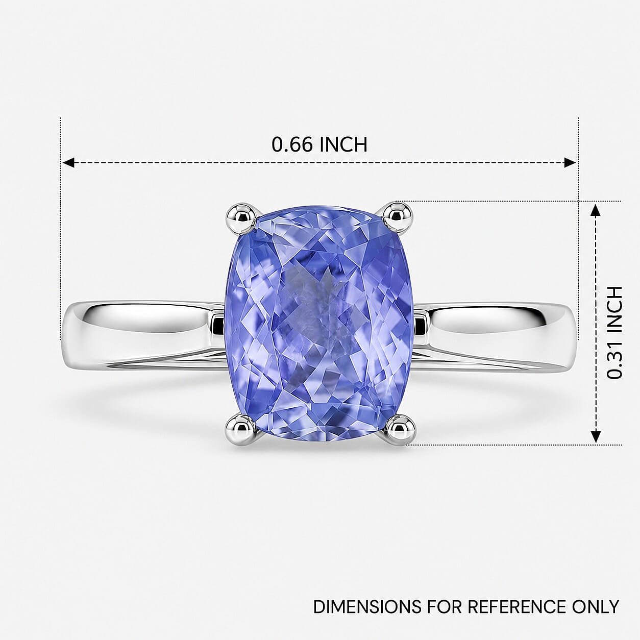 Tanzanite Solitaire Ring in Platinum Over Sterling Silver (Size 10) 1.40 ctw