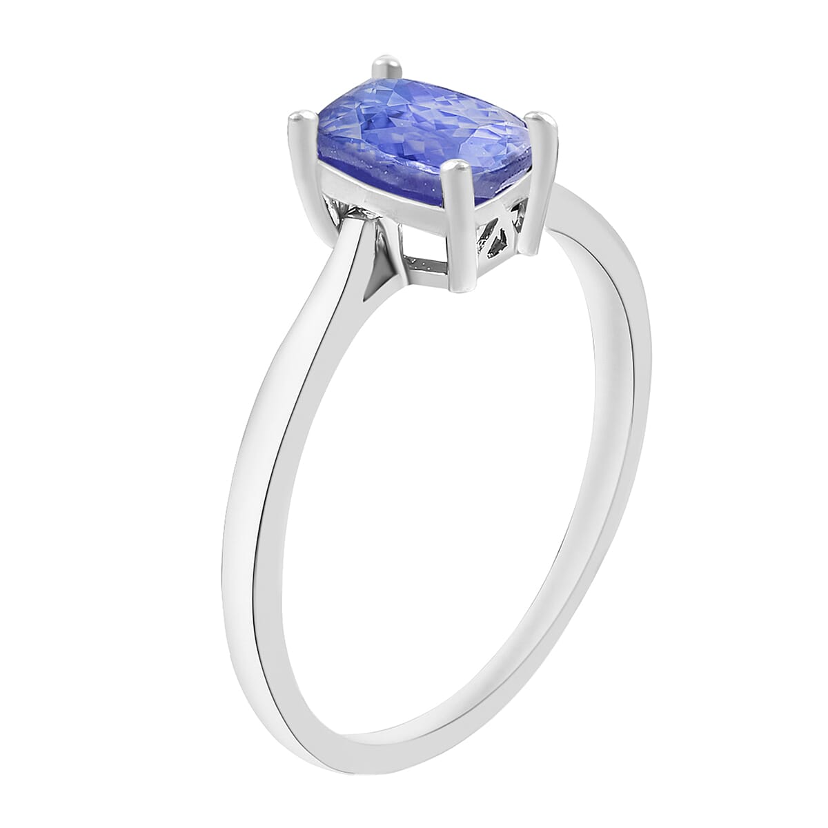 Tanzanite Solitaire Ring in Platinum Over Sterling Silver (Size 5.5) 1.40 ctw (Del. in 10-12 Days) image number 2