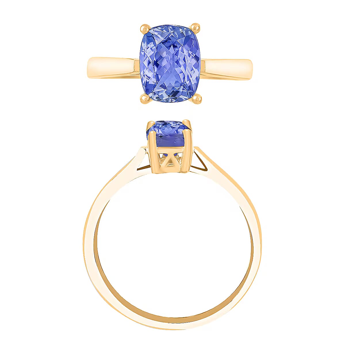 Tanzanite 1.40 Solitaire Ring in Vermeil Yellow Gold Over Sterling Silver (Size 10) (Del. in 10-12 Days) image number 3
