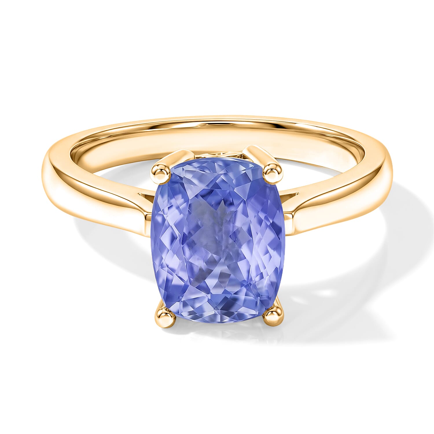 Tanzanite 1.40 ctw Solitaire Ring in Vermeil Yellow Gold Over Sterling Silver (Size 7.5)