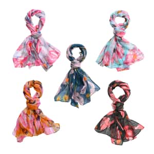 Set of 5 Tulip Digitally Printed Decorative Scarves