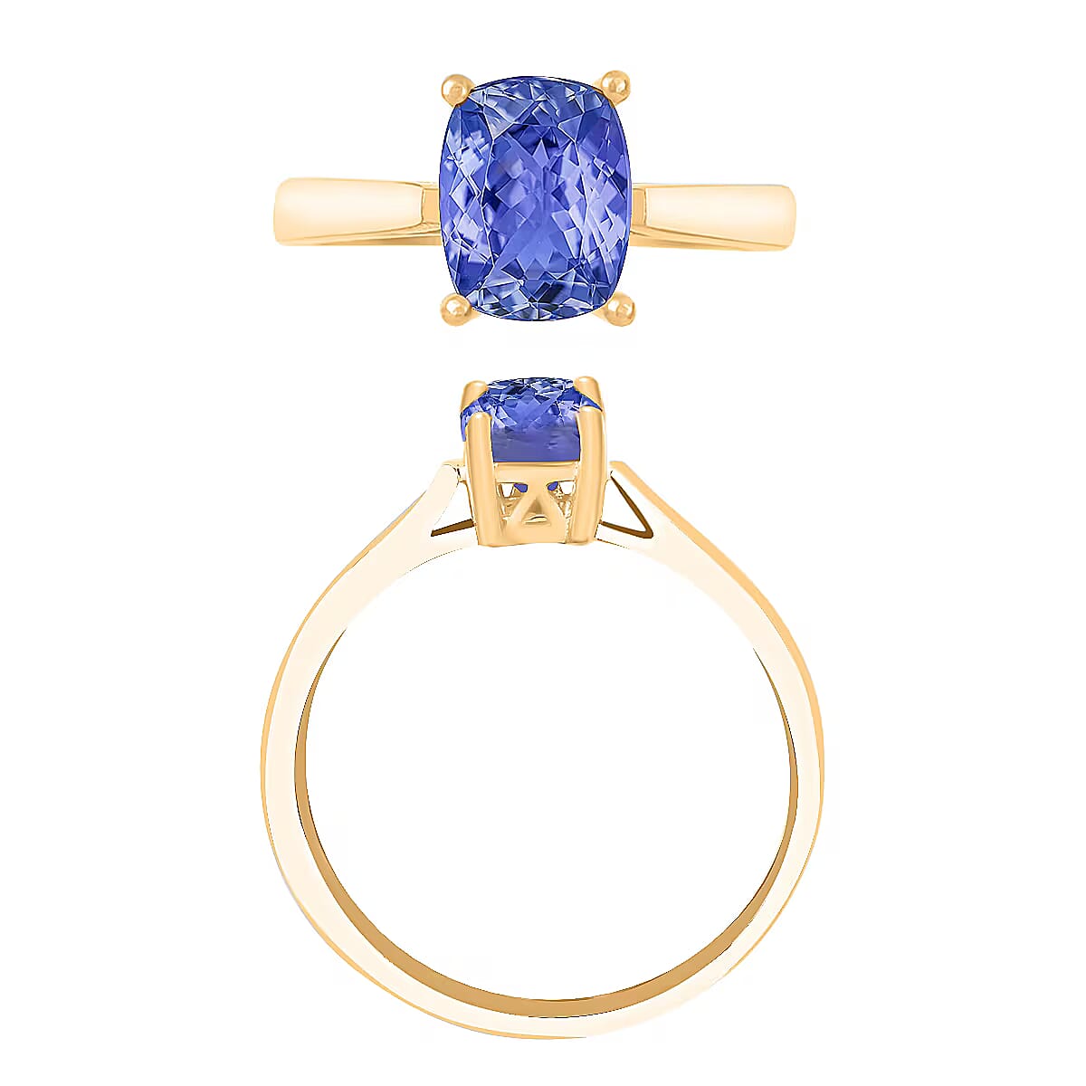Luxoro Premium Tanzanite 1.40 ctw Solitaire Ring in 14K Yellow Gold (Size 5.0) 4 Grams (Del. in 10-12 Days) image number 3