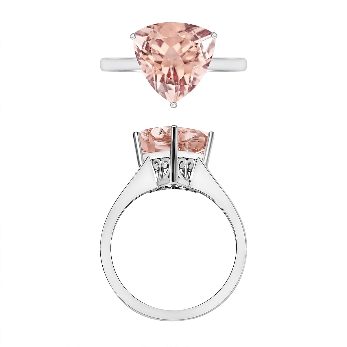 Luxoro AAA Marropino Morganite 2.60 ctw Solitaire Ring in 14K White Gold (Size 11.0) 4 Grams (Del. in 10-12 Days) image number 3