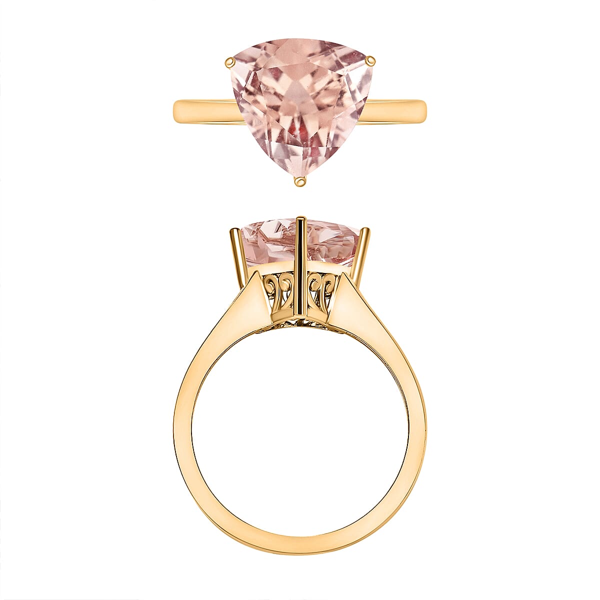 Luxoro AAA Marropino Morganite 2.60 ctw Solitaire Ring in 14K Yellow Gold (Size 4.0) 4 Grams (Del. in 10-12 Days) image number 3