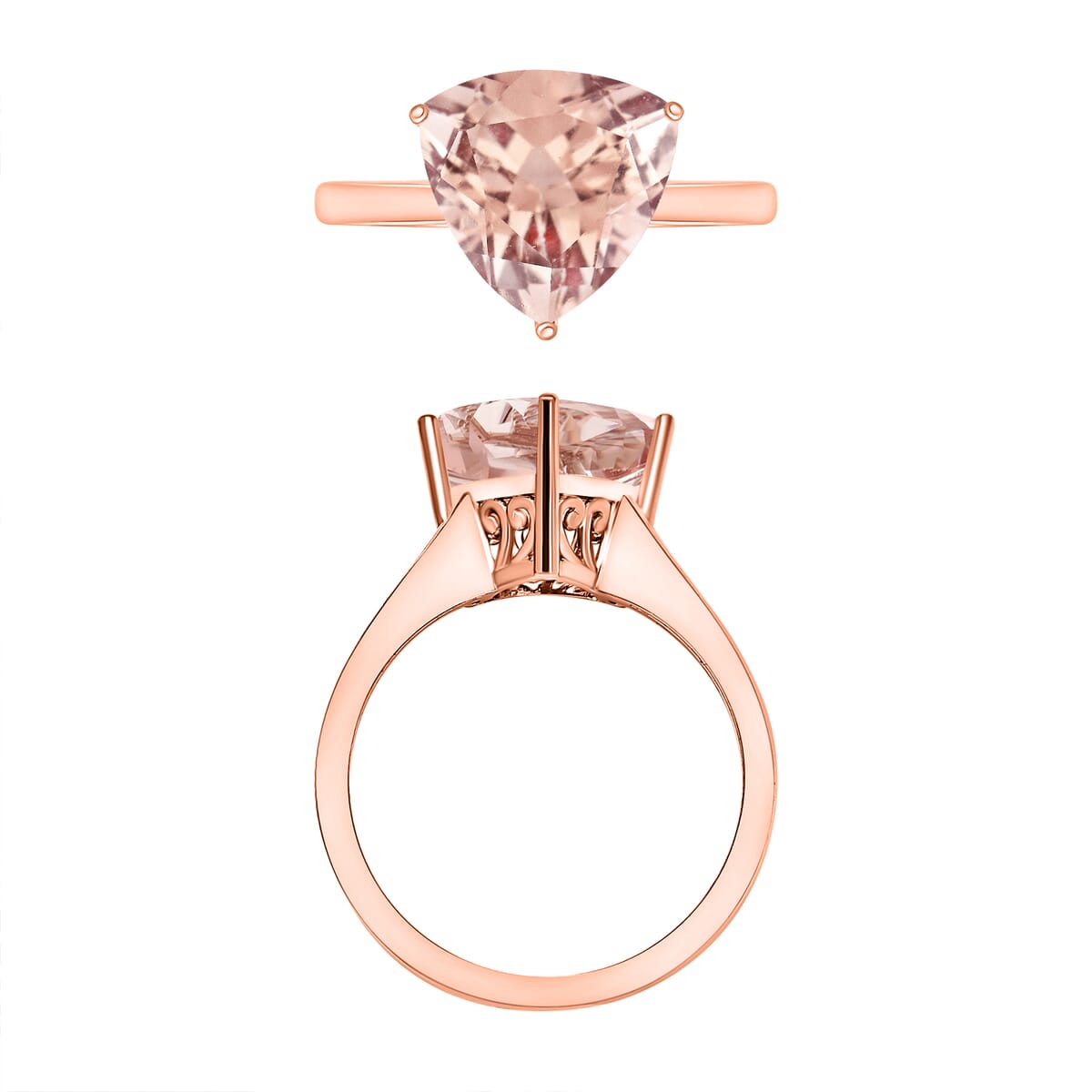 Luxoro AAA Marropino Morganite 2.60 ctw Solitaire Ring in 14K Rose Gold (Size 10.5) 4 Grams image number 3
