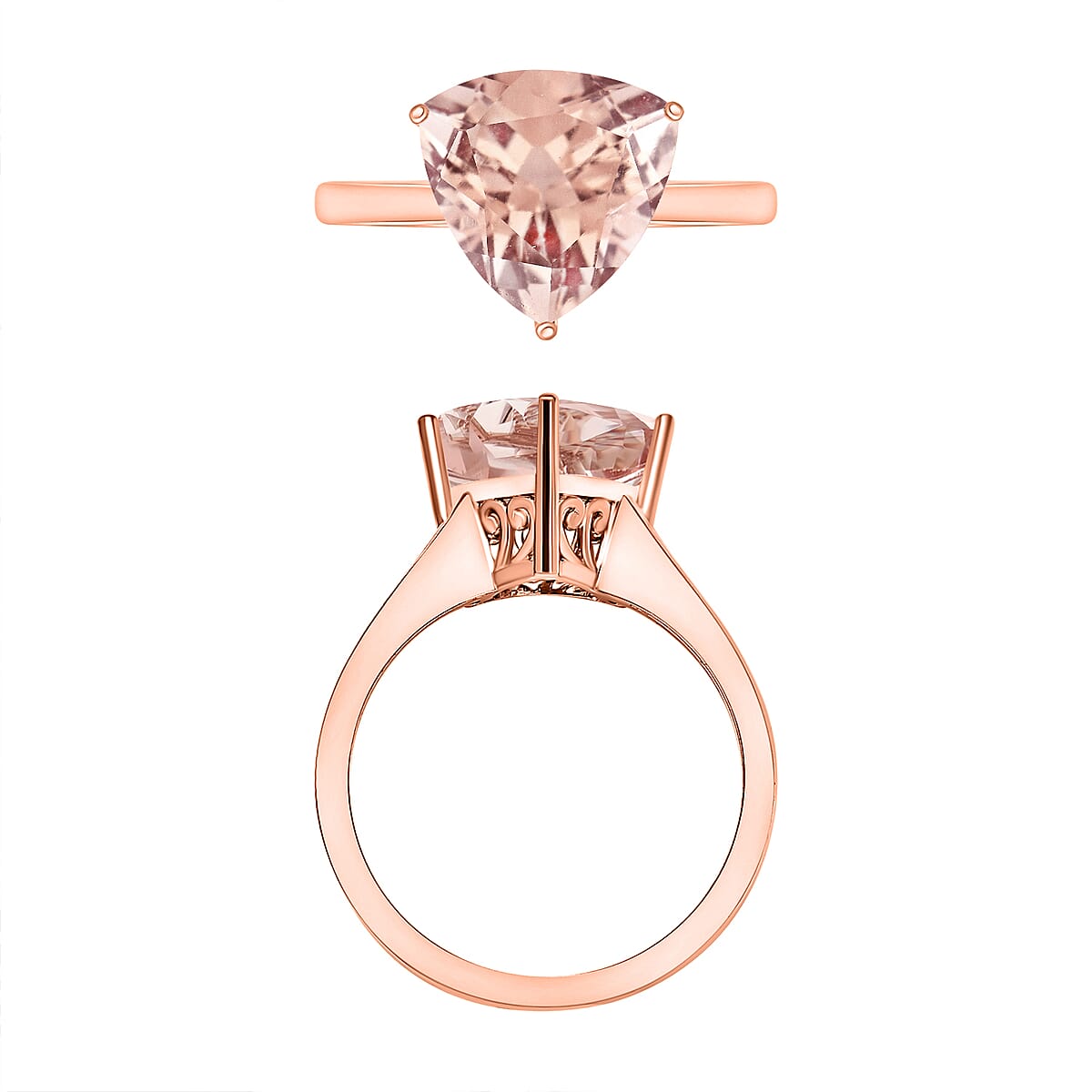Luxoro AAA Marropino Morganite 2.60 ctw Solitaire Ring in 14K Rose Gold (Size 5.0) 4 Grams (Del. in 10-12 Days) image number 3