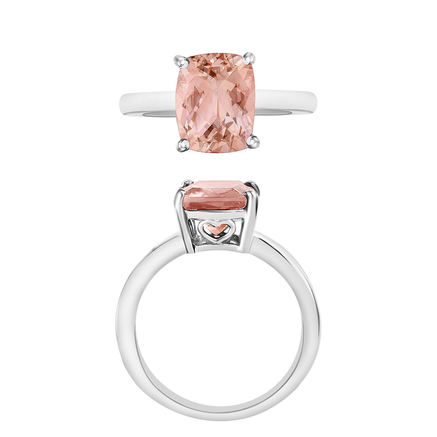 Luxoro AAA Marropino Morganite 2.85 ctw Solitaire Ring in 14K White Gold (Size 10.0) 5 Grams