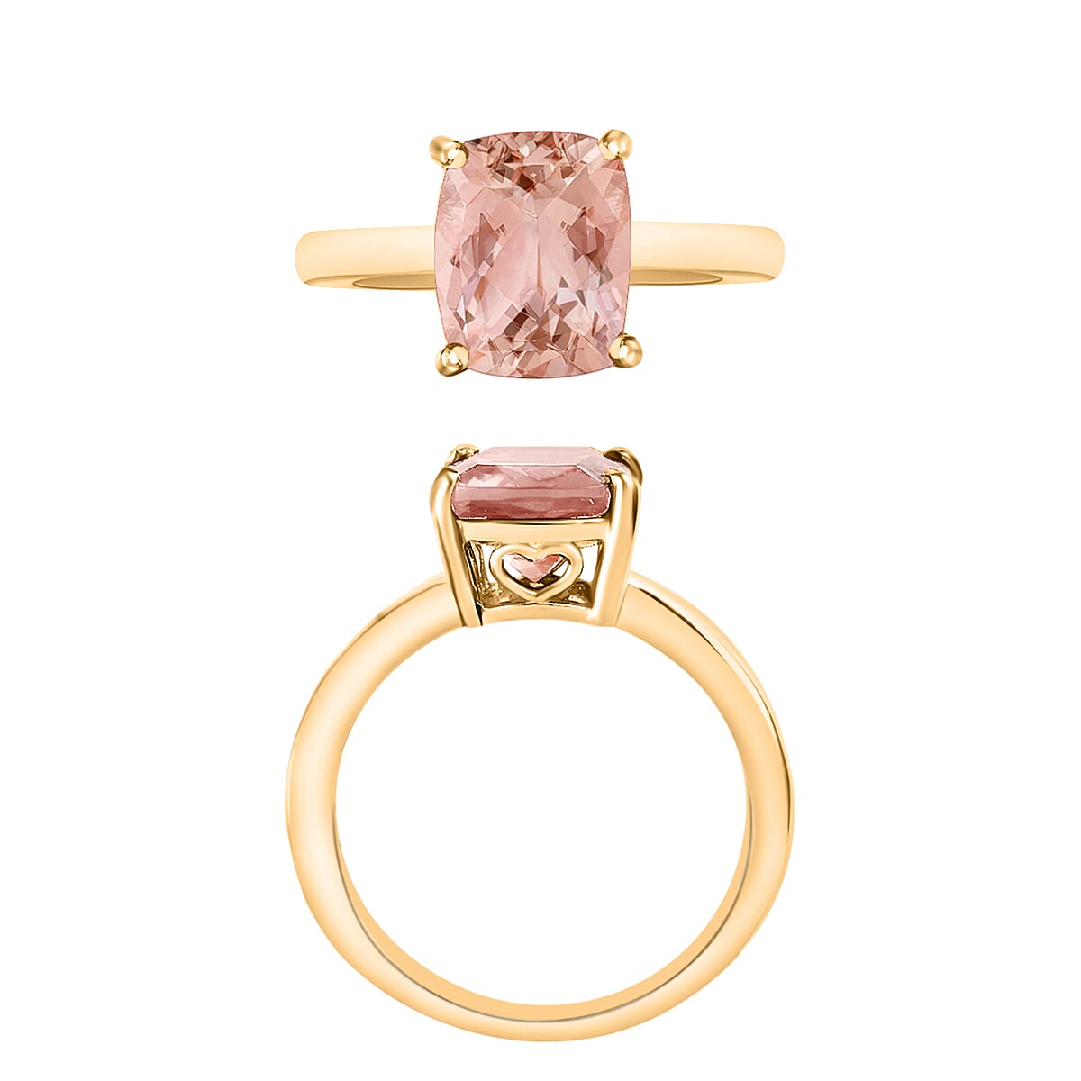Luxoro AAA Marropino Morganite 2.85 ctw Solitaire Ring in 14K Yellow Gold (Size 11.0) 4 Grams image number 3