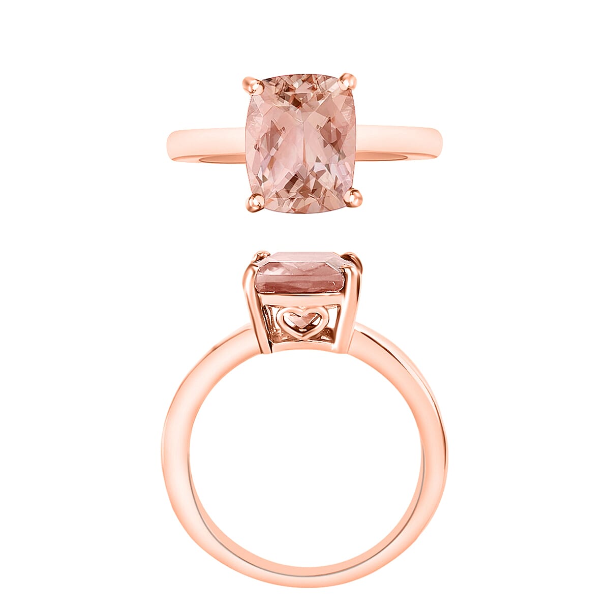 Luxoro AAA Marropino Morganite 2.85 ctw Solitaire Ring in 14K Rose Gold (Size 7.5) 4 Grams (Del. in 10-12 Days) image number 3