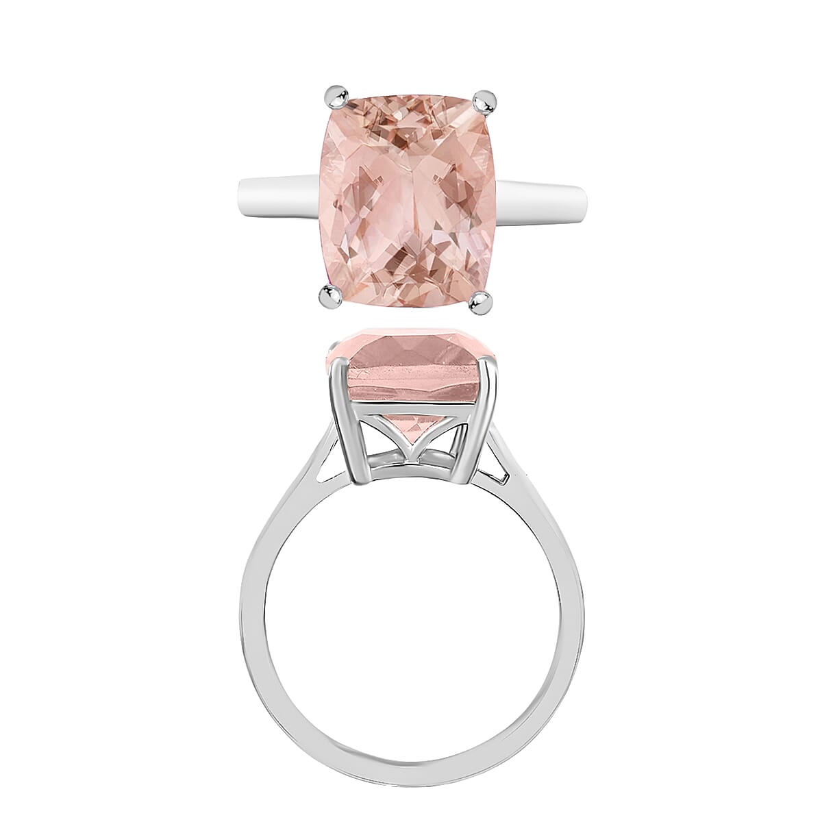 Luxoro AAA Marropino Morganite 5.00 ctw Solitaire Ring in 14K White Gold (Size 10.0) 4 Grams (Del. in 10-12 Days) image number 3
