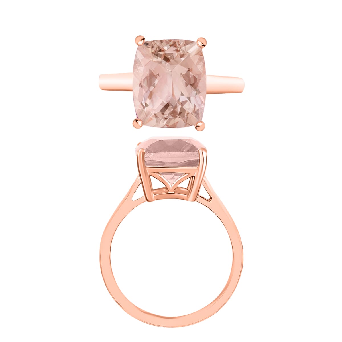 Luxoro AAA Marropino Morganite 5.00 ctw Solitaire Ring in 14K Rose Gold (Size 12.0) 4 Grams image number 3