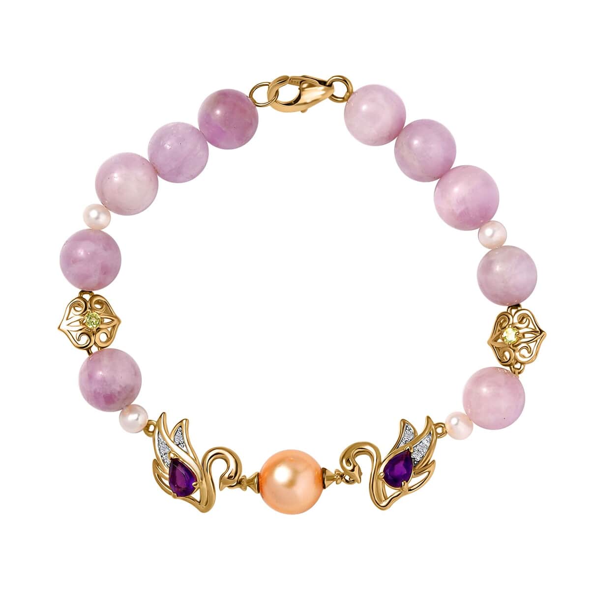South Sea Golden Pearl and Multi Gemstone Adjustable Bracelet in Vermeil Yellow Gold Over Sterling Silver 49.85 ctw image number 0