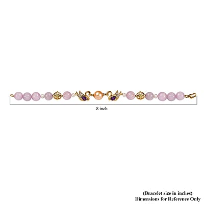 South Sea Golden Pearl and Multi Gemstone Adjustable Bracelet in Vermeil Yellow Gold Over Sterling Silver 49.85 ctw