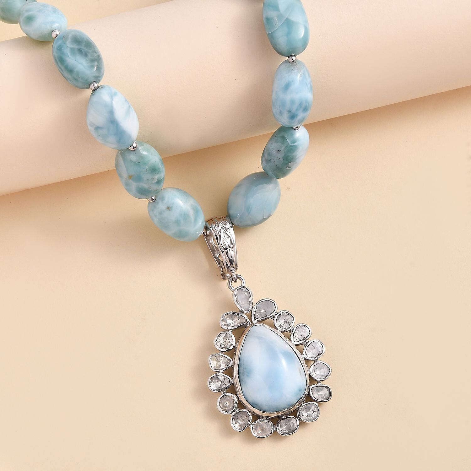 アクセサリー L'Appartement SHOUIA/SPICE OF LIFE CHARM Buy Artisan Crafted Larimar and Polki Diamond 147.10 ctw