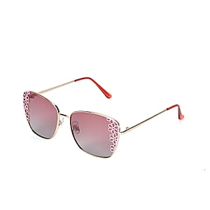 Flower Design UV400 Polarized Sunglass with Storage Bag- Pink