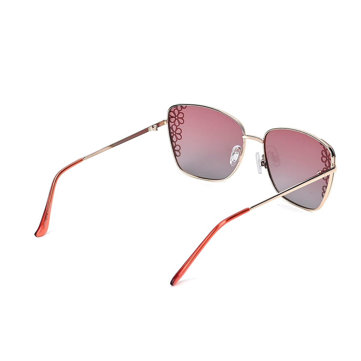 Flower Design UV400 Polarized Sunglass with Storage Bag- Pink image number 2