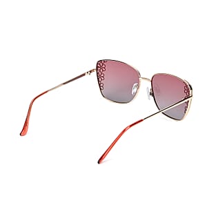 Flower Design UV400 Polarized Sunglass with Storage Bag- Pink