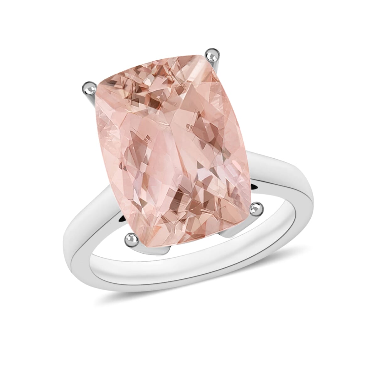 Marropino Morganite 4.95 ctw Solitaire Ring in Platinum Over Sterling Silver (Size 8.5) image number 0