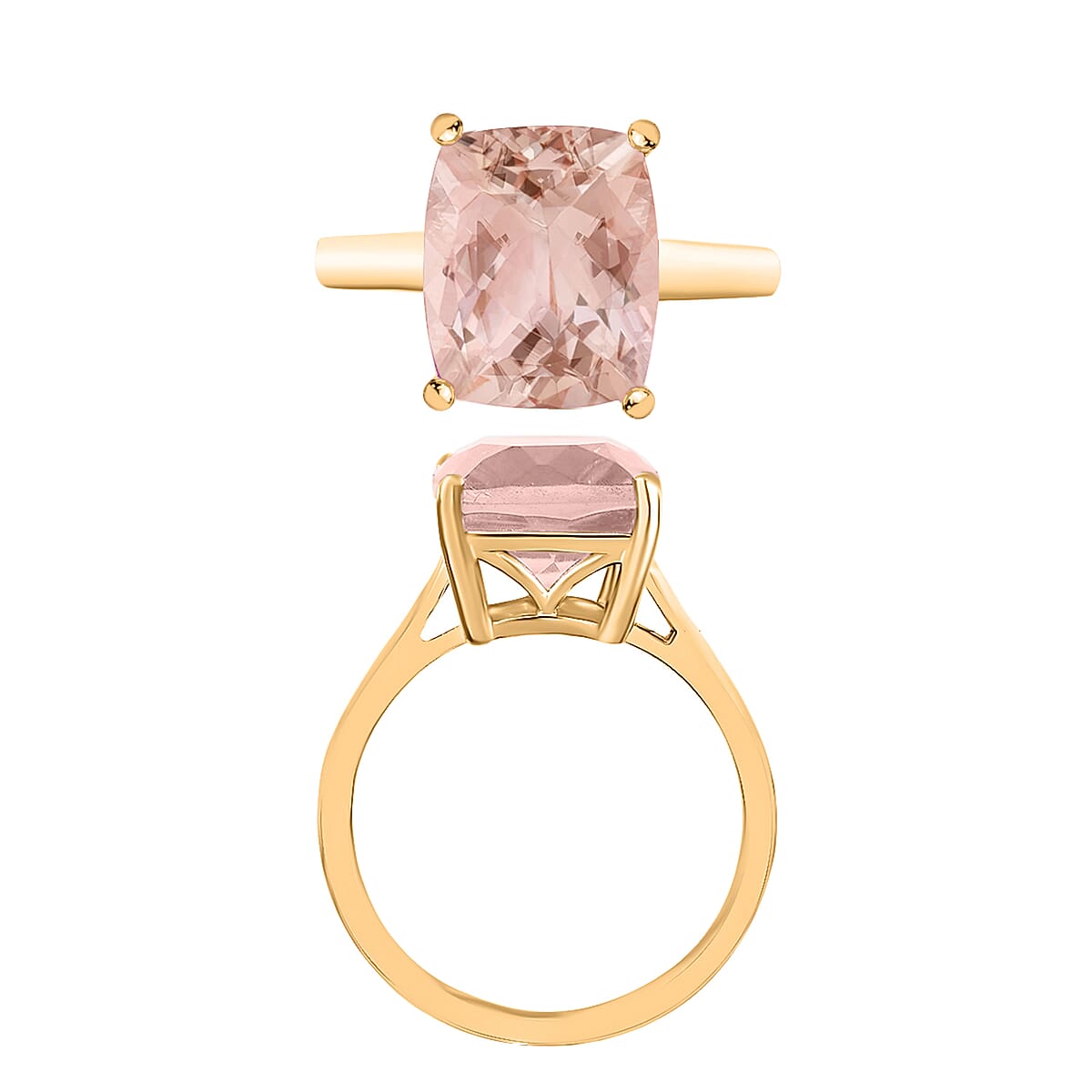 Marropino Morganite 4.95 ctw Solitaire Ring in Vermeil Yellow Gold Over Sterling Silver (Size 8.0) (Del. in 10-12 Days) image number 3
