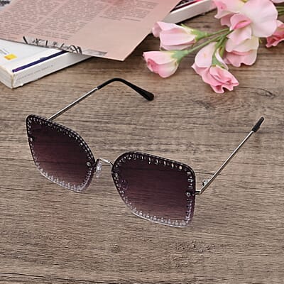 Hollow Out Design UV400 Polarized Sunglasses with Storage Bag - Gray