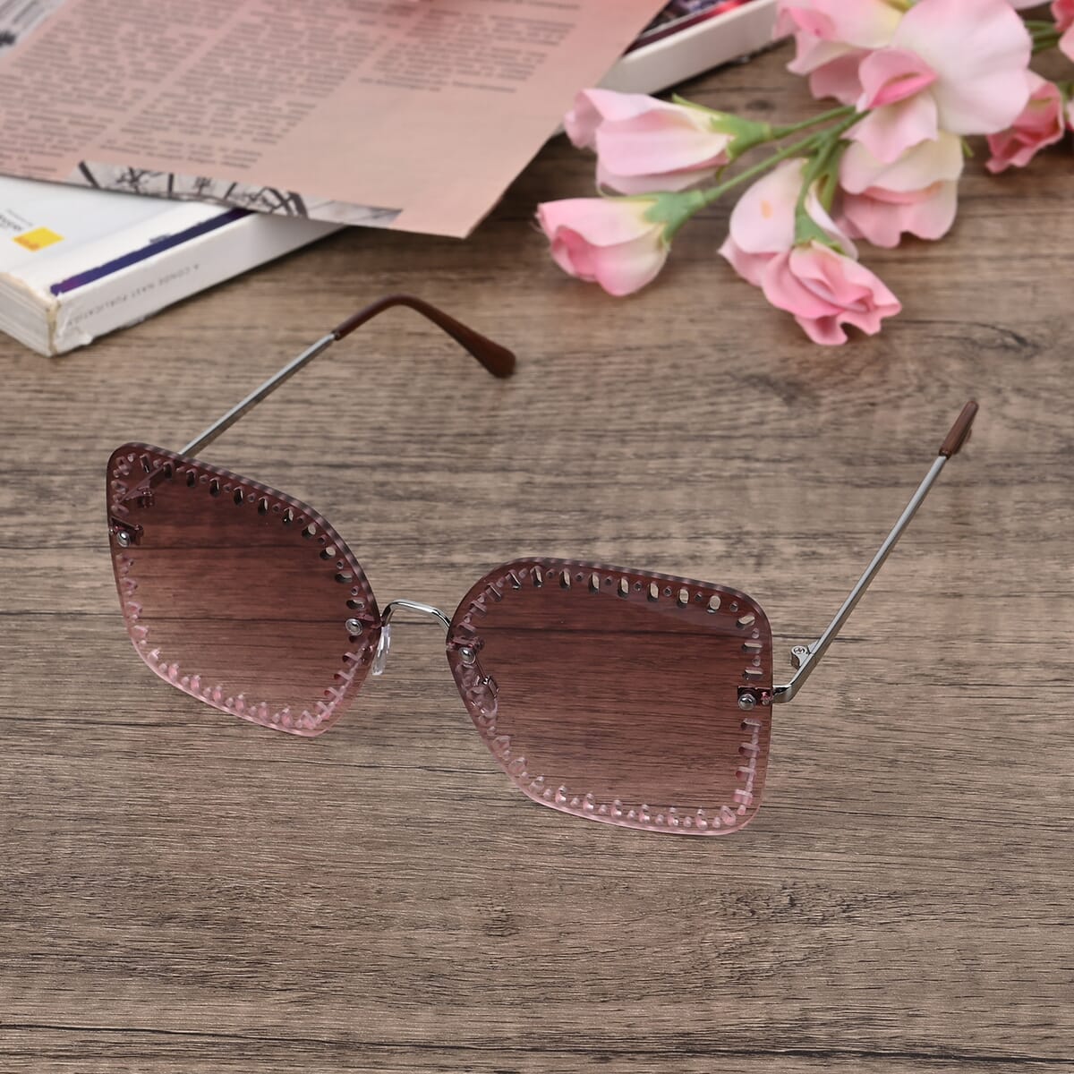 Hollow Out Design UV400 Polarized Sunglasses with Storage Bag - Brown image number 1