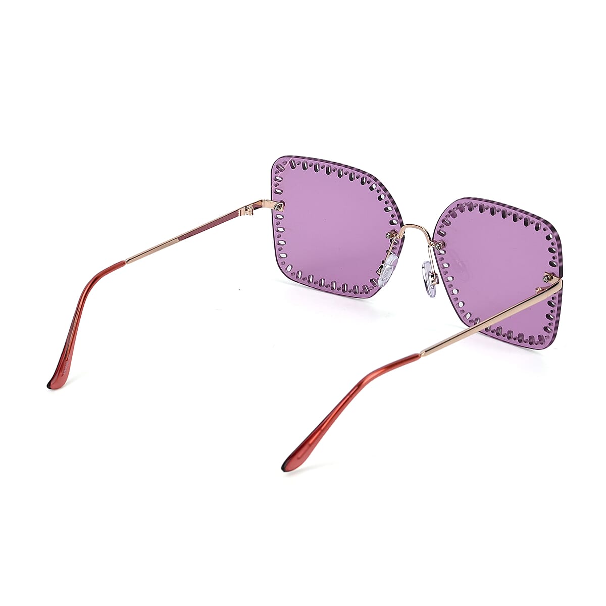 Hollow Out Design UV400 Polarized Sunglasses with Storage Bag - Wine Red image number 2