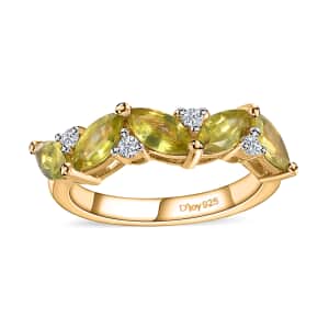 Premium Sava Sphene and Moissanite Ring in Vermeil Yellow Gold Over Sterling Silver (Size 10.0) 1.40 ctw