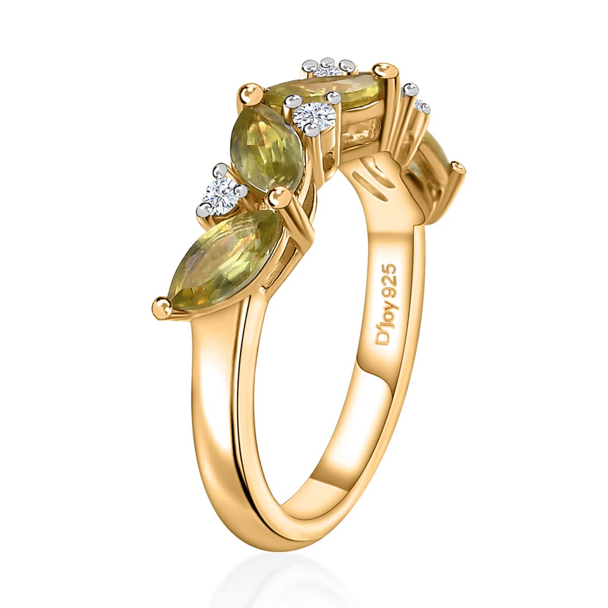 Premium Sava Sphene and Moissanite Ring in Vermeil Yellow Gold Over Sterling Silver (Size 10.0) 1.40 ctw image number 3