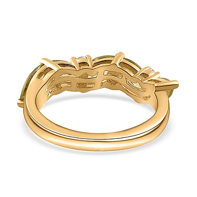 Premium Sava Sphene and Moissanite Ring in Vermeil Yellow Gold Over Sterling Silver (Size 10.0) 1.40 ctw