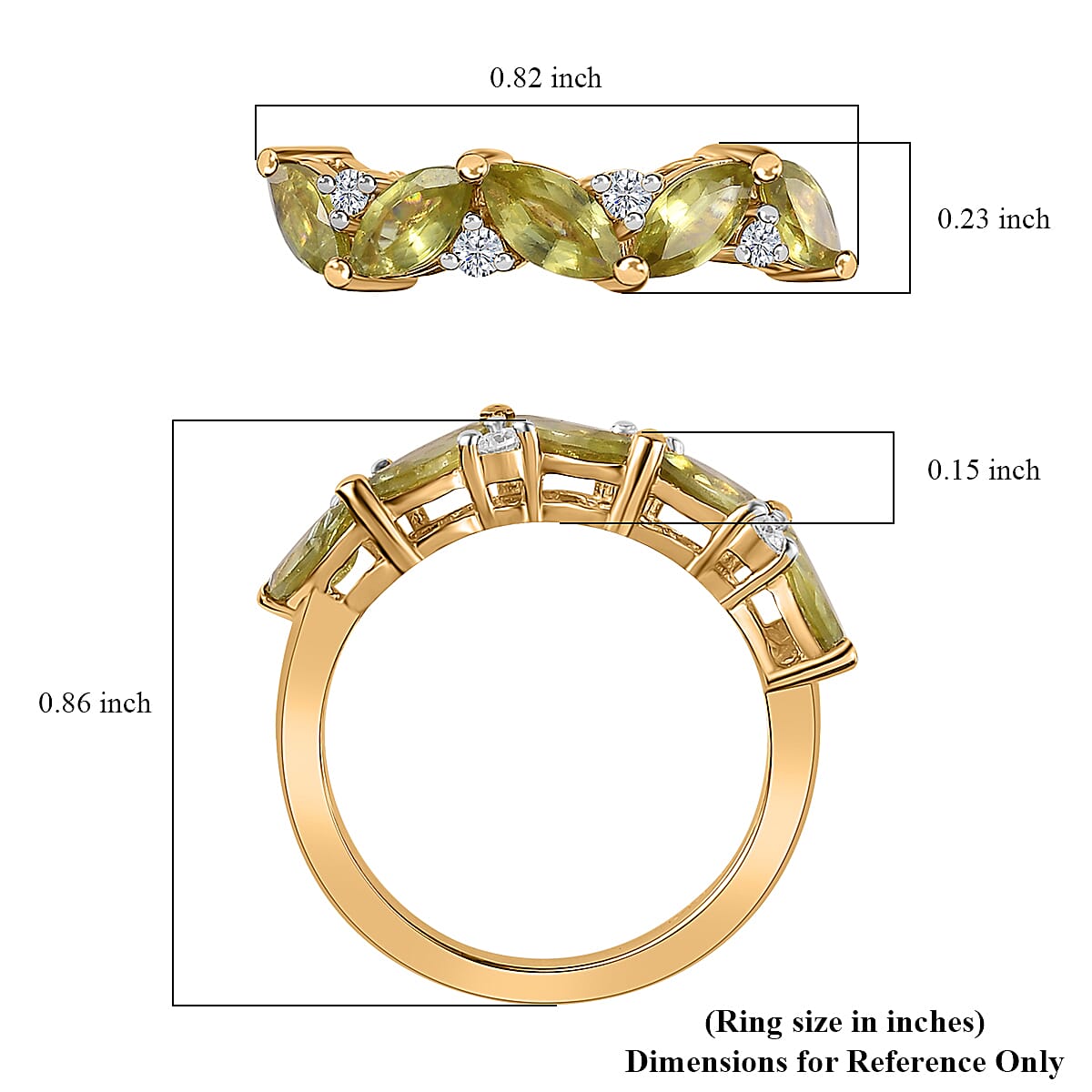 Premium Sava Sphene and Moissanite Ring in Vermeil Yellow Gold Over Sterling Silver (Size 10.0) 1.40 ctw