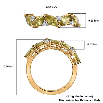 Premium Sava Sphene and Moissanite Ring in Vermeil Yellow Gold Over Sterling Silver (Size 10.0) 1.40 ctw