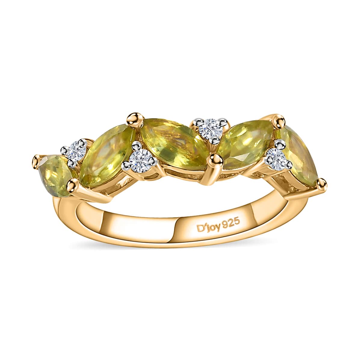 Premium Sava Sphene and Moissanite Ring in Vermeil Yellow Gold Over Sterling Silver (Size 7.0) 1.40 ctw image number 0