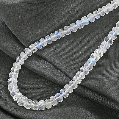Luxoro 14K Yellow Gold AAA Moon Glow Moonstone Beaded Necklace (18-20 Inches) 84.00 ctw