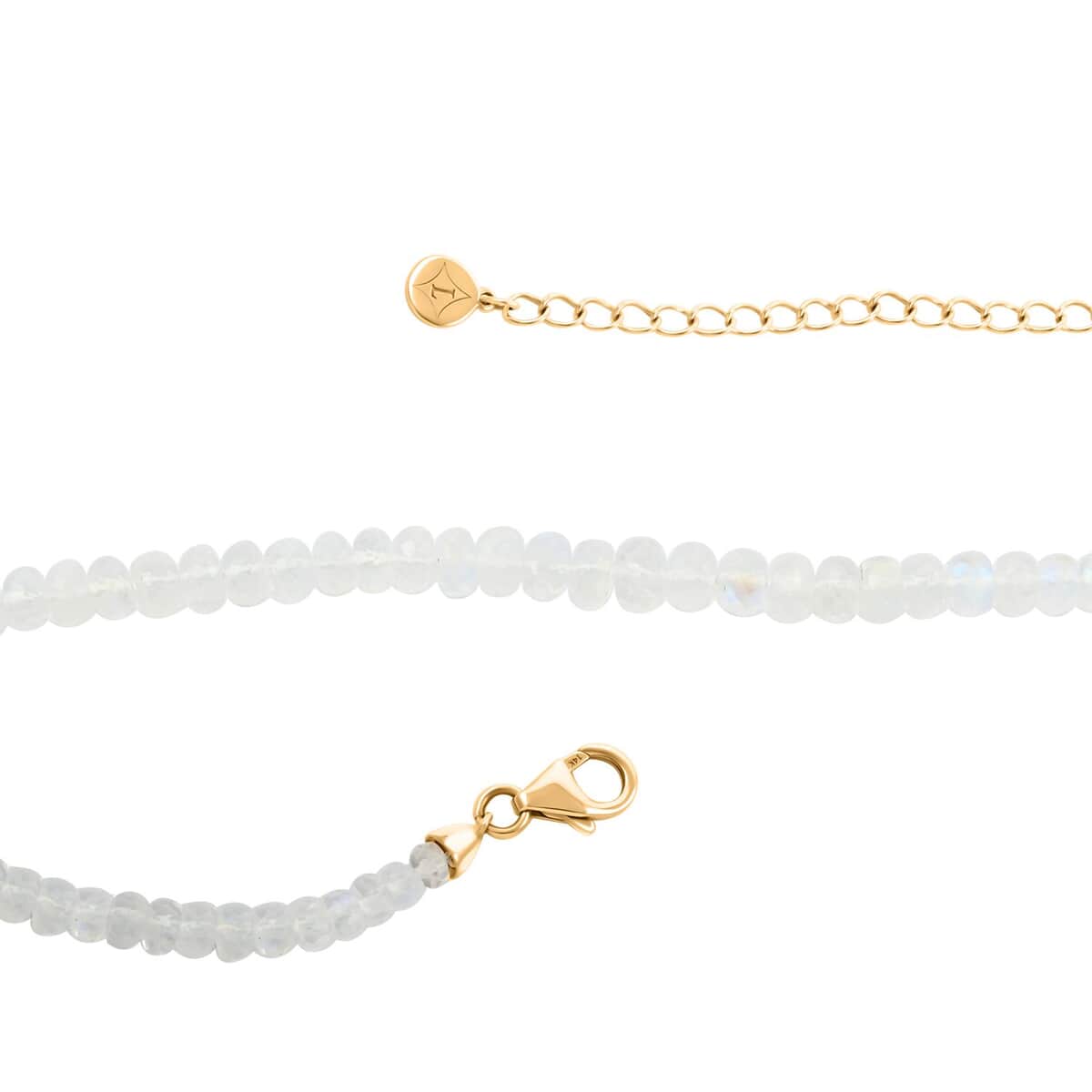 Luxoro 14K Yellow Gold AAA Moon Glow Moonstone Beaded Necklace (18-20 Inches) 84.00 ctw image number 3