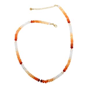 Certified and Appraised Luxoro 14K Yellow Gold AAA Fire Opal Beaded Necklace 18-20 Inches 78.00 ctw