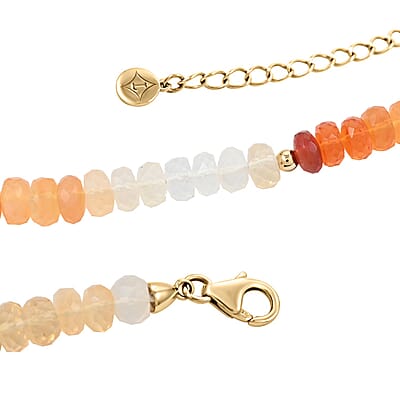 Certified and Appraised Luxoro 14K Yellow Gold AAA Fire Opal Beaded Necklace 18-20 Inches 78.00 ctw