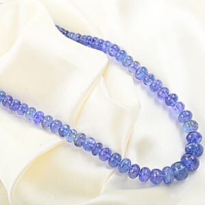 Certified and Appraised Iliana 18K White Gold AAA Tanzanite Beaded Necklace 18-20 Inches 200.00 ctw